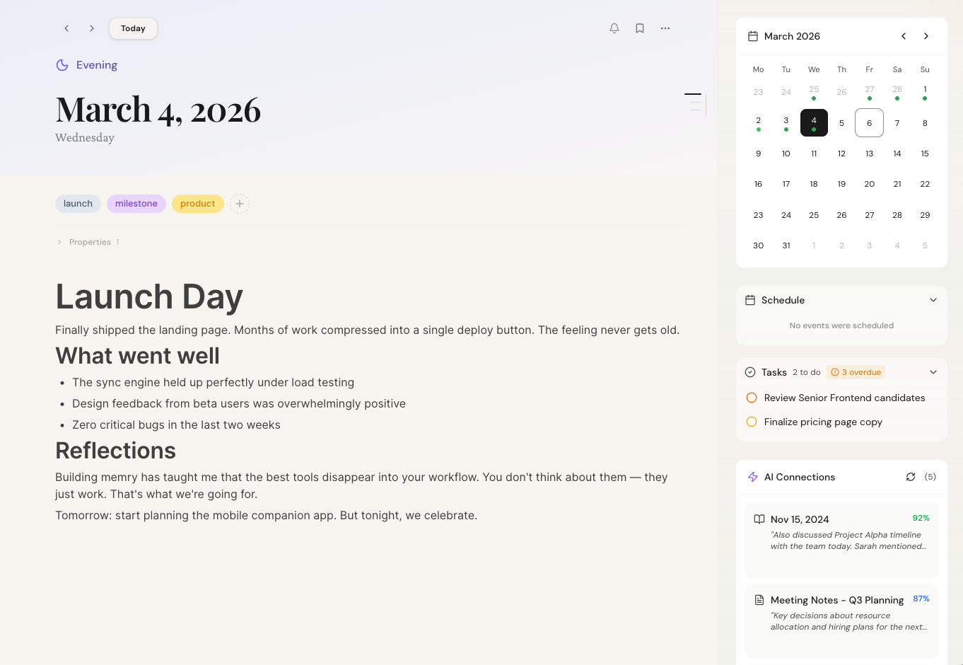 Journal feature screenshot