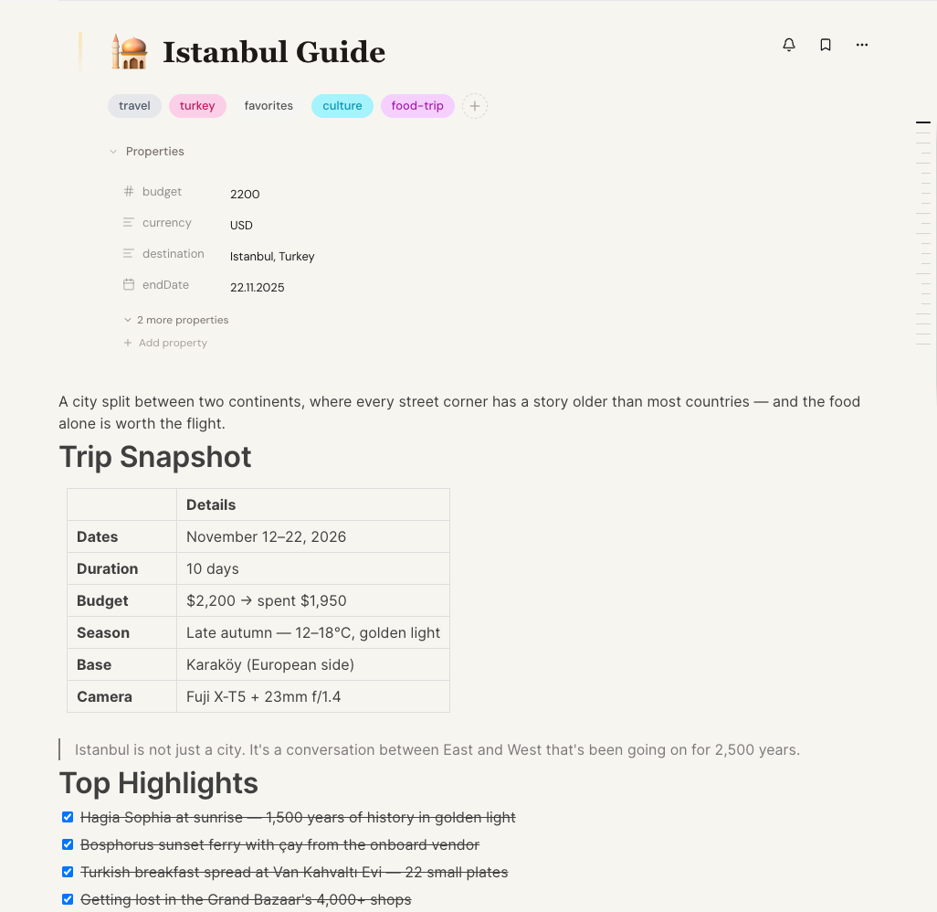 Notes feature screenshot